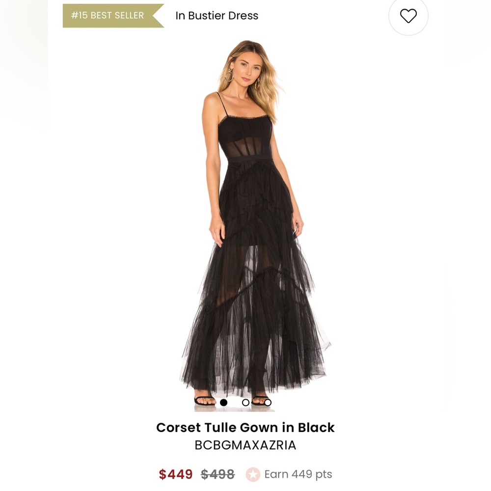 BCBG Max Azria Corset Tulle Gown in Black